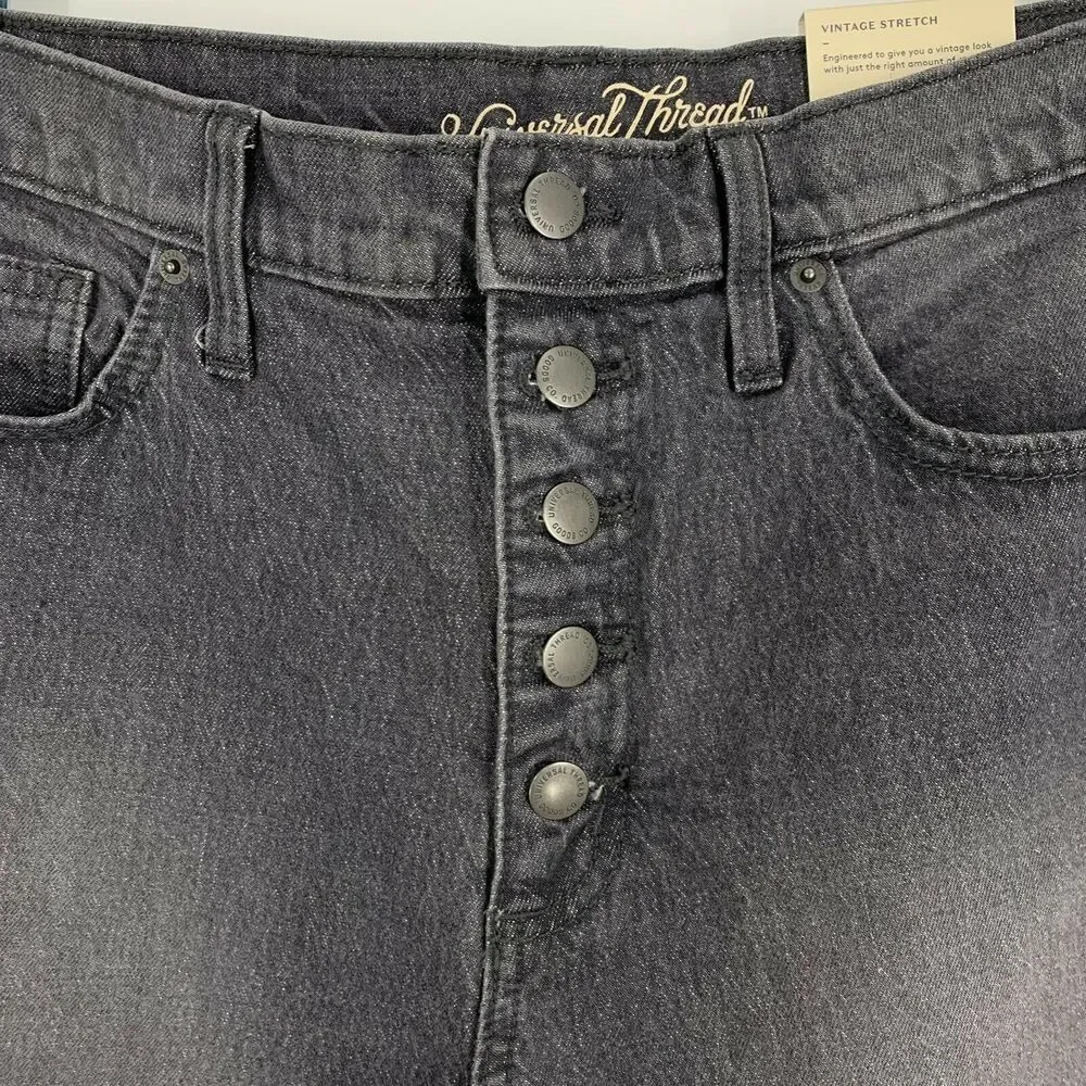 Universal Thread Size‎ 10 High-Rise Vintage Straight Cropped Jeans Charcoal Wash